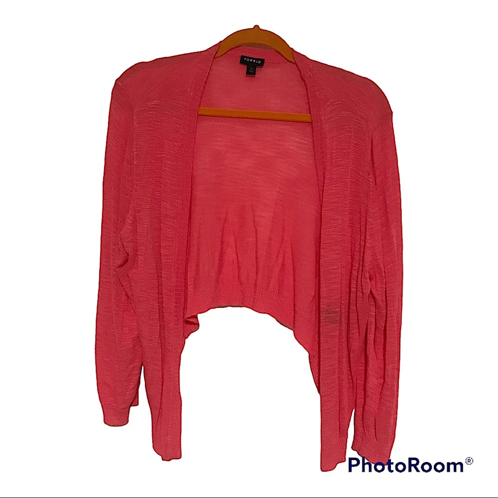 TORRID LIKE NEW 3/4 SLEEVE SLUB KNIT SHRUG/SWEATER
